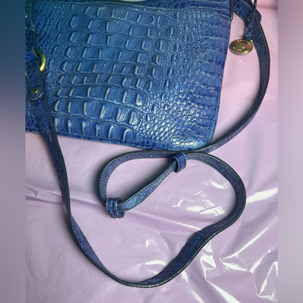 Brahmin Jody Melbourne Blue Croc Embossed Crossbody Bag-EUC - Picture 10 of 12